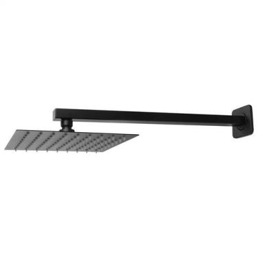 Imagem de Chuveiro Ducha 20x20 Preto Fosco Inox Com Braço 40 Cm  - Só Acabamento