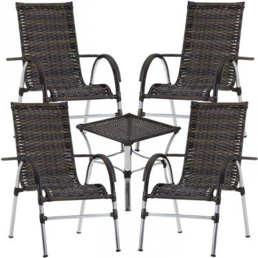 Imagem de 4 Cadeiras Vênus e Mesa Garden Área Externa Trama