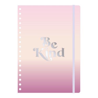 Imagem de Caderno Uni Wire Be Kind Redoma - 192 págs. pautado, espiral lateral, bolsa interna, capa degradê rosa com foil prateado