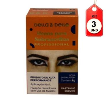 Imagem de Kit C/03 Della Delle Henna p/ Sobrancelha Castanho Escuro 8g