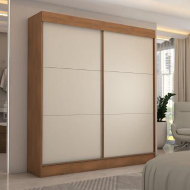 Imagem de Guarda-Roupa Casal Portugal 2 Portas de Correr 3 Gavetas Cinamomo/Off White -
