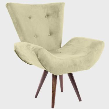 Imagem de Poltrona Decorativa Emília Pés Tabaco Suede Bege - ds Móveis