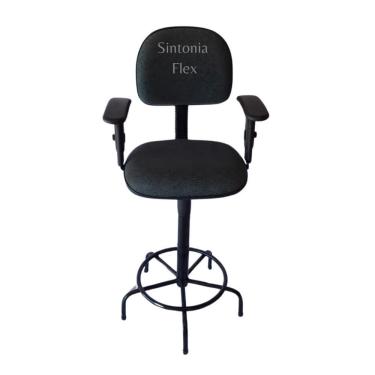 Imagem de Cadeira Secretaria Caixa Alta Braço Regulagem Altura A Gás