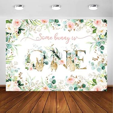 Imagem de Avezano Pano de fundo para fotos de primeiro aniversário para meninas, 1º aniversário, vegetação, dourado, celebração do dia da Páscoa, alguns coelhinhos, decoração de festa, cenários de sessão de