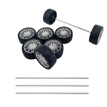 Imagem de 8PCS Toy Car Wheel RC Car Rubber Tire Wheel with Metal Shaft Axles for RC Car Truck DIY Model Toy Building Projects (3x35mm)