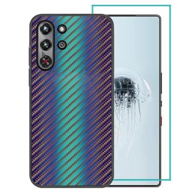 Imagem de Ranyi Capa para celular Nubia Red Magic 10 Pro com protetor de tela, capa vermelha Magic 10 Pro+, estampa ondulada gradiente colorida, ultrafina, flexível para RedMagic 10 Pro/10 Pro + azul