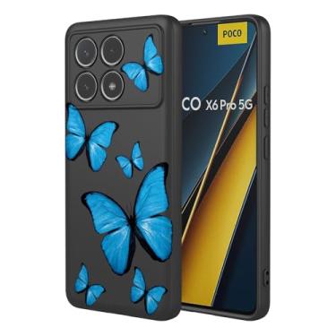 Imagem de KOARWVC Capa de telefone para Redmi K70E, capa para Xiaomi Poco X6 Pro 5G 2311DRK48C capa fofa com design de padrão de borboleta fina protetora macia TPU para Xiaomi Redmi K70E borboleta preta