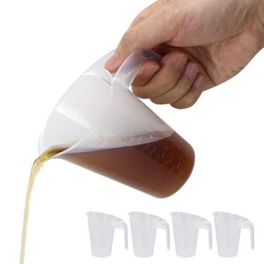 Imagem de EIKS Copos medidores de plástico com bico e escala de medição para cozinhar, cozinhar, misturar e medir (300 ml x 4)