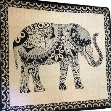 Imagem de Cangão Canga Grande De Praia Colcha Painel Indiano Tamanho 2,10 X 2,30 (Elefante Horizontal Areia)