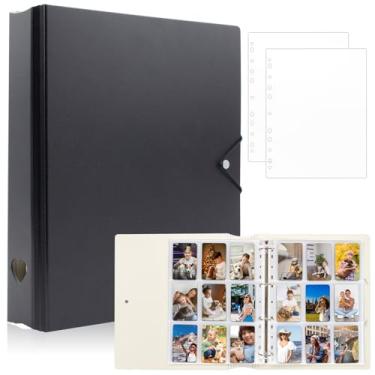 Imagem de Fichário A4 Kpop Photoocard com 25 páginas, cartão de 9 bolsos, 4 anéis de álbum de colecionador de cartões capa de plástico com fivela para organizar cartões colecionáveis (preto)