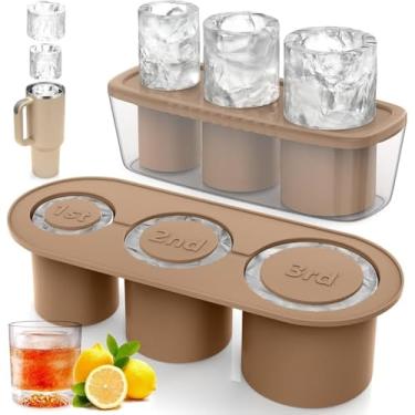 Imagem de Forma de Gelo Bandeja Molde 3 Tamanhos, Molde De Cubo De Gelo Para Copos De 1L, Drinks, Água, Caixote Cilíndrico Flexível Silicone FONSES (CORES SORTIDAS)