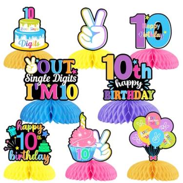 Imagem de Peace Out Single Digits 10th Birthday Decorations 8pcs Out Single Digits I’m 10 Honeycomb Centerpieces Happy 10th Birthday Table Decors Hippie Double Digits Tenth Ten Years Old Bday Party Supplies