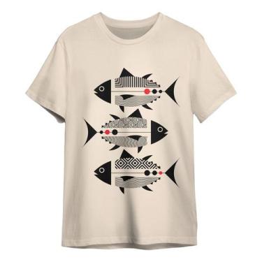Imagem de Camiseta Unissex Peixe Amazonia Pintura Rupestre Indígena - Lobo Sete,