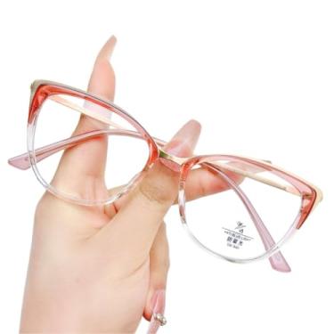 Imagem de Óculos Feminino Armação Estilo Olho de Gato Resistente Para Mulher TR+Metal Leve e Confortável