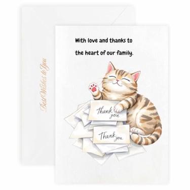 Imagem de MAGJUCHE Cartão de agradecimento para avó – Selo e envelope de cera elegante, papel 300 g/m², impressão vívida de 600 DPI, 12 x 17 cm, design de gato pequeno
