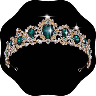 Imagem de Kamirola Coroa de rainha barroca, coroa de noiva de strass e tiaras de cristal para aniversário, formatura, concurso, festa de Halloween, Natal (TR05), 1 Count (Pack of 1), Liga metálica
