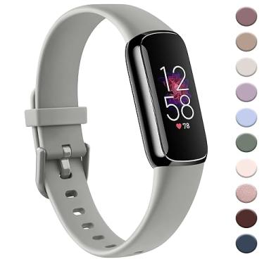 Imagem de AK Pulseira esportiva compatível com Fitbit Luxe para mulheres e homens, pulseiras esportivas de substituição de silicone macio para Fitbit Luxe rastreador de fitness e bem-estar (pequeno, cinza)