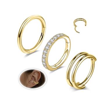Imagem de 6ixGosh 3 peças 16G 18G Brinco de cartilagem argola de nariz duplo/triplo argola de aço cirúrgico 316L CZ transparente anéis de septo segmento articulado clicker lábio anéis concha hélice daith tragus