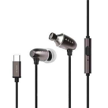 Imagem de AZLA AIM C Fones de ouvido diários USB-C com fio com microfone (Gun Metal) – Som cristalino, ajuste confortável DAC – Fones de ouvido USB-C para Apple iPhone 15, iPhone 16, fones de ouvido com fio