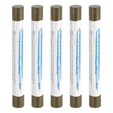 Imagem de HARFINGTON 5 peças de bastões de enchimento de madeira, cera de madeira, retoque de móveis, gizes de cera de reparo para madeira, cinza ardósia B