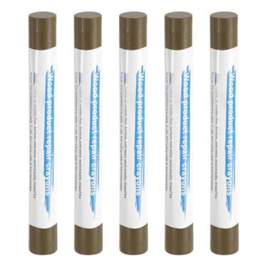 Imagem de HARFINGTON 5 peças de bastões de enchimento de madeira, cera de madeira, retoque de móveis, gizes de cera de reparo para madeira, carvalho cinza