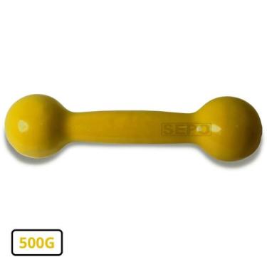 Imagem de Halter Redondo Bola Emborrachado 500g Amarelo - SEPO