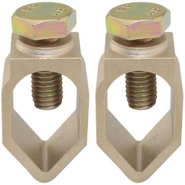 Imagem de FMHXG 2 peças acessórios de proteção contra raios haste de aterramento braçadeira de latão 5/8 ouro cor cobre braçadeira de aterramento