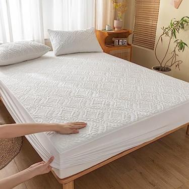 Imagem de Protetor de colchão capa de colchão capa contra poeira capa de colchão com bolso profundo à prova d'água leve respirável roupa de cama macia sem ruído lençol de elástico branco ||solteiro: 89 cm x 200