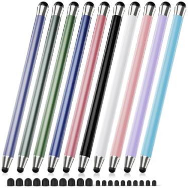 Imagem de Caneta Stylus para tela sensível ao toque, 10 peças, canetas 2 em 1 de alta sensibilidade e precisão, caneta Stylus para iPad/iPhone/Samsung/tablets Android e tela sensível ao toque capacitiva
