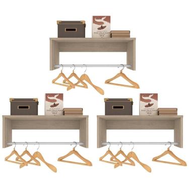 Imagem de Kit 3 Nichos Cabideiros Suspensos Berlim Carvalho Castanho - Lumil Móveis