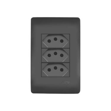 Imagem de Tomada Tripla 10a 250v Preto Fosco Habitat Black - Fame