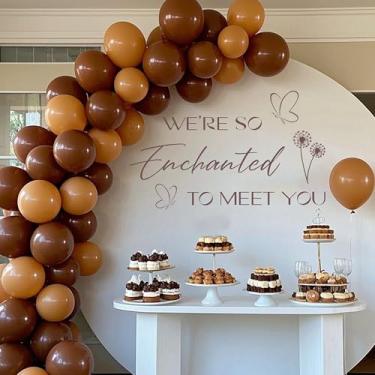 Imagem de Adesivo de pano de fundo We're So Enchanted to Meet You, decalque de aniversário de chá de bebê com tema de borboleta, anúncio de gravidez de bebê bem-vindo, revelação de gênero, suprimentos de festa