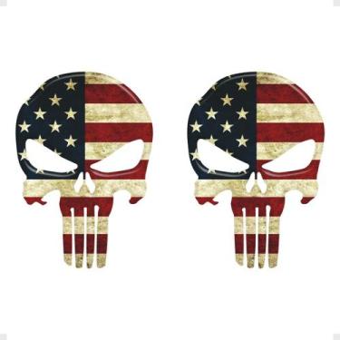 Imagem de Adesivo Caveira Punisher Justiceiro Bandeira EUA Resinado - SPORTINOX