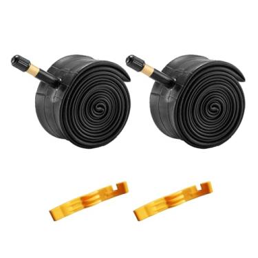 Imagem de iEllevie 2 Câmaras De Ar Para Bicicleta 26" 26X1.5/1.75 Av48Mm Com Válvula Schrader Compatível Alavancas Pneus Montanha 26X1.5/1.6/1/75