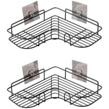 Imagem de Kit 2 Prateleiras de Canto porta Shampoo, nicho organizador para Banheiro, Cozinha ou Quarto, Suporte metálico de adesivo, Sem Furos, Suporte multiuso, à prova d'água- Linha Premium