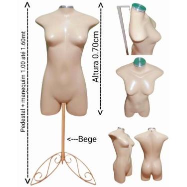 Imagem de Manequim feminino adulto (Meio corpo jó N.36) bege com tampa prata + p