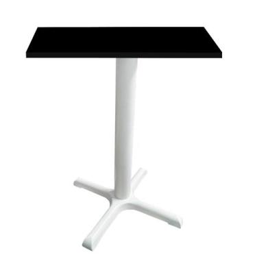 Imagem de Mesa Ômega Ferro Branco 74 cm (Alt) Base em X Tampo MDP Quadrado Preto
