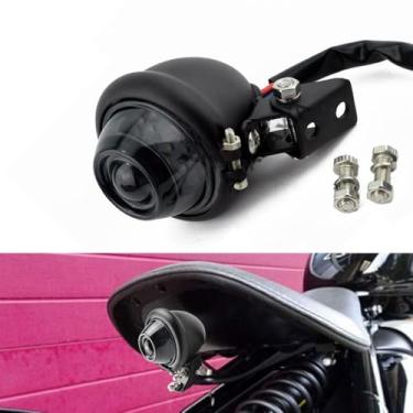 Imagem de FUKWUNTO Luz traseira de motocicleta Lâmpada de parada de freio retro universal 12V lanterna traseira para Cafe Racer Bobber Chopper ATV (preto)