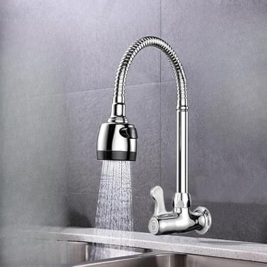 Imagem de Torneira Semi Curvada FlexíVel Da Cozinha, Pia De Parede Preta, Cone Duplo Do Bocal Vários Estilos(Estilo A)