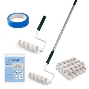 Imagem de Mister Rui Rolo de pintura de 23 cm, capas de rolo de microfibra com haste de extensão, moldura de rolo de 5 fios, pano de queda e fita, rolos de tinta para pintar paredes, materiais de pintura