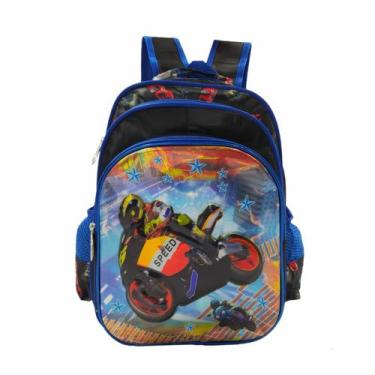 Imagem de Mochila Escolar Infantil Masculina 3D Moto WL-C143 - Sunoro, Preto e A