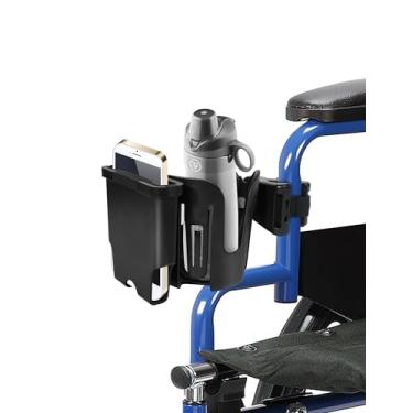 Imagem de Minify Suporte de copo e telefone 2 em 1 para cadeira de rodas, braçadeira giratória de 360° atualizada, suporte de copo para cadeira de rodas, andador, andador, campista