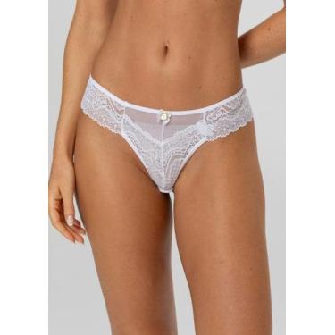 Imagem de Calcinha fio Duplo de Tule com Renda - New Love, GG, Branco