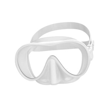 Imagem de menolana Máscara de mergulho com snorkel, óculos antiembaçantes, profissional, à prova d'água, confortável, com proteção nasal para esportes aquáticos e, Branco