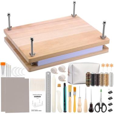 Imagem de JUPEAN Kit de Encadernação de Livros 45 Peças, Ferramentas de Encadernação de Pano, Alça de Correia, Bolsa, Manual de Instruções, Tamanho 37,5 x 29 cm, Para Adultos