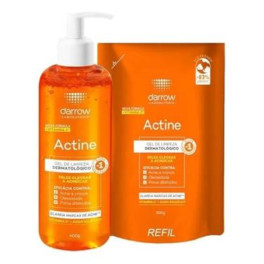 Imagem de Actine Gel de Limpeza Dermatológico com Vitamina C, Kit 400g + Refil 300g, para Pele Oleosa e Acne