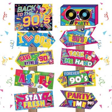 Imagem de Hooqict 20 Peças De Decoração Para Festa Dos Anos 90, Adereços Cabine Fotos, Lembrancinhas Com Tema Hip Hop Retrô Adultos, Neon Aniversário 90