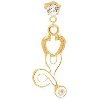 Imagem de Brinco De Esteto Com Ponto De Luz Folheado A Ouro 18K - Milena Jóias