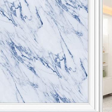 Imagem de Película de janela 3D de mármore, textura de estilo mármore, para porta de vidro, banheiro, sala de estar, L90 x C 190 cm