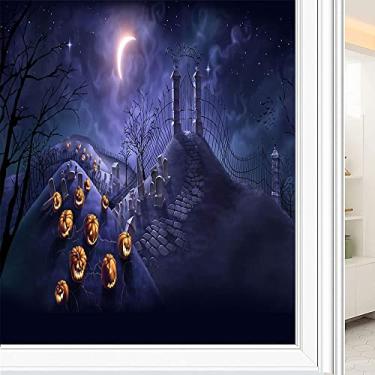 Imagem de Película de privacidade para janela de Halloween, padrão de estilo Halloween, filme de vidro para sala de estar e escritório em casa, L90 x C 190 cm
